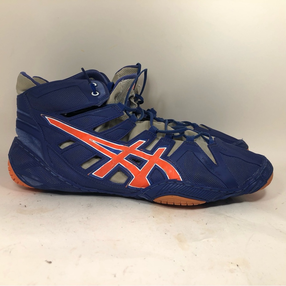 Asics Omniflex Attack Wrestling Shoes Mens Size 13 Blue And Orange J400Y